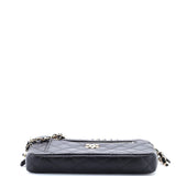 Front Pocket Double Zip Clutch with Chain Quilted Lambskin Small
