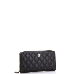 Zip Around Wallet Quilted Caviar Long