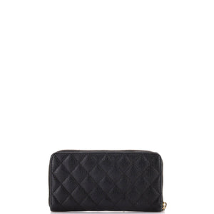 Zip Around Wallet Quilted Caviar Long