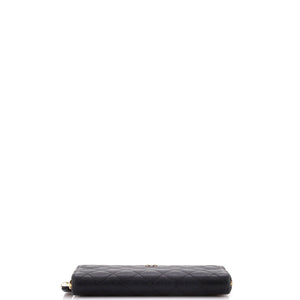 Zip Around Wallet Quilted Caviar Long