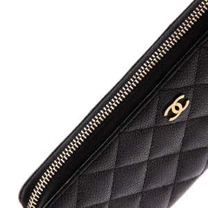 Zip Around Wallet Quilted Caviar Long