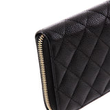 Zip Around Wallet Quilted Caviar Long