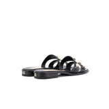 Women's Double Strap Slide Sandals Leather and Faux Pearls