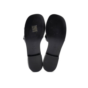 Women's Double Strap Slide Sandals Leather and Faux Pearls