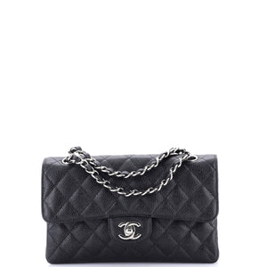 Classic Double Flap Bag Quilted Caviar Small