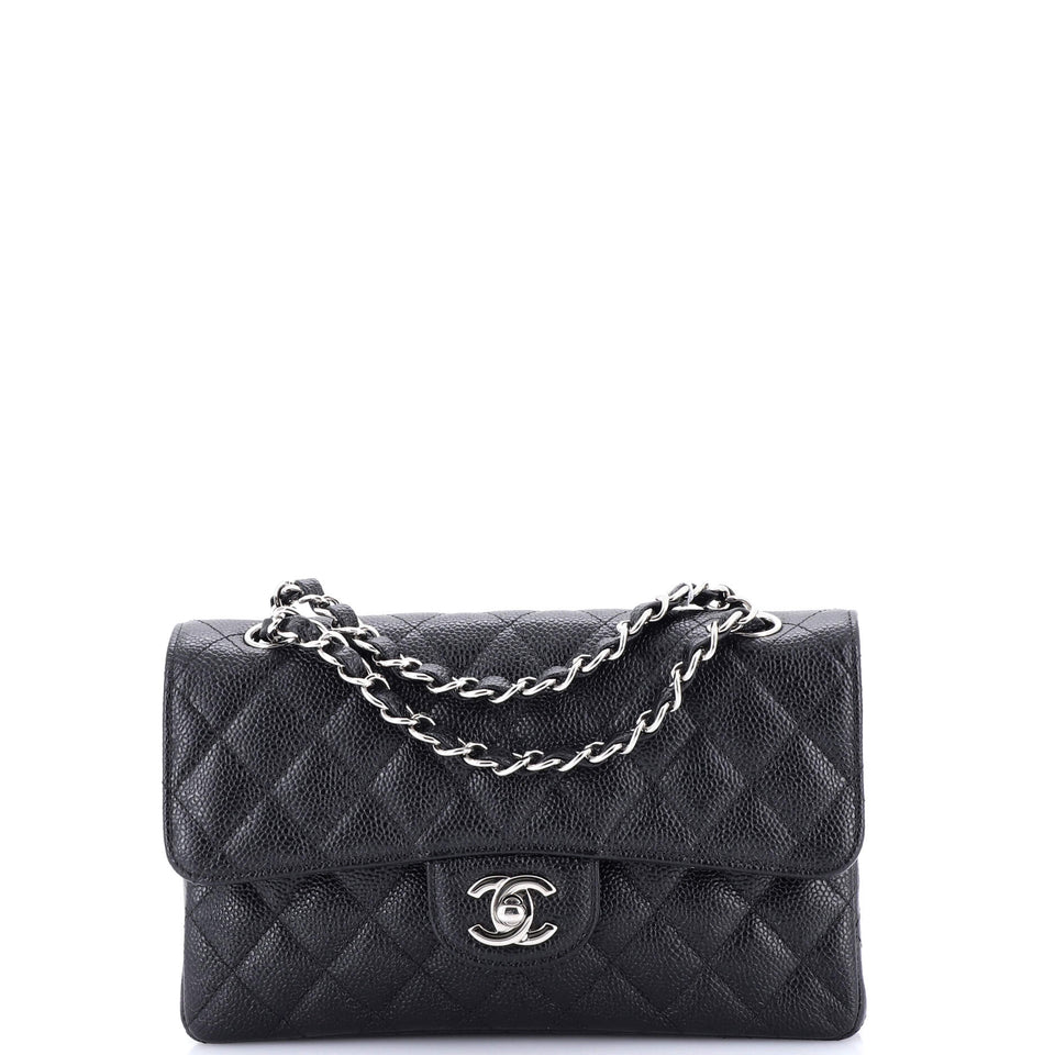 Classic Double Flap Bag Quilted Caviar Small