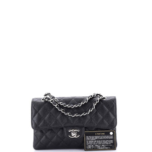 Classic Double Flap Bag Quilted Caviar Small