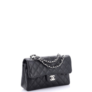 Classic Double Flap Bag Quilted Caviar Small