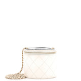 CC Round Vanity Case with Chain Quilted Lambskin Mini