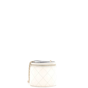 CC Round Vanity Case with Chain Quilted Lambskin Mini