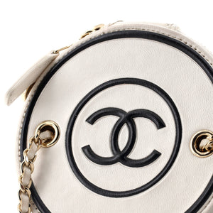 CC Round Vanity Case with Chain Quilted Lambskin Mini