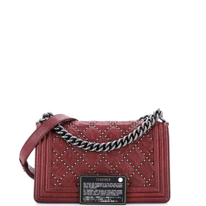 Boy Flap Bag Studded Quilted Distressed Calfskin Old Medium