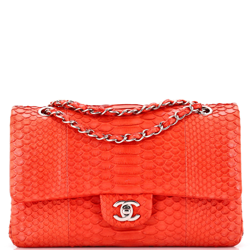 Classic Double Flap Bag Python Medium