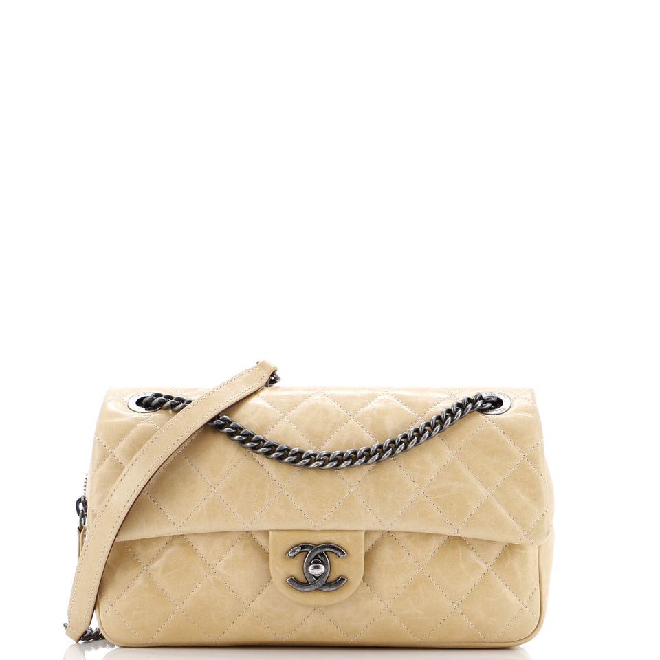 Duo Color Flap Bag Quilted Glazed Calfskin Medium
