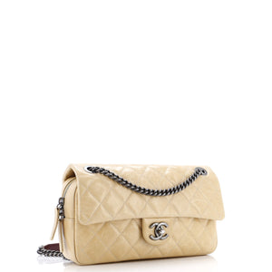Duo Color Flap Bag Quilted Glazed Calfskin Medium