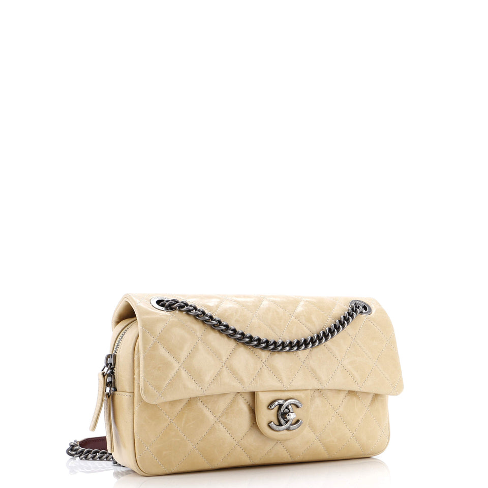 Duo Color Flap Bag Quilted Glazed Calfskin Medium