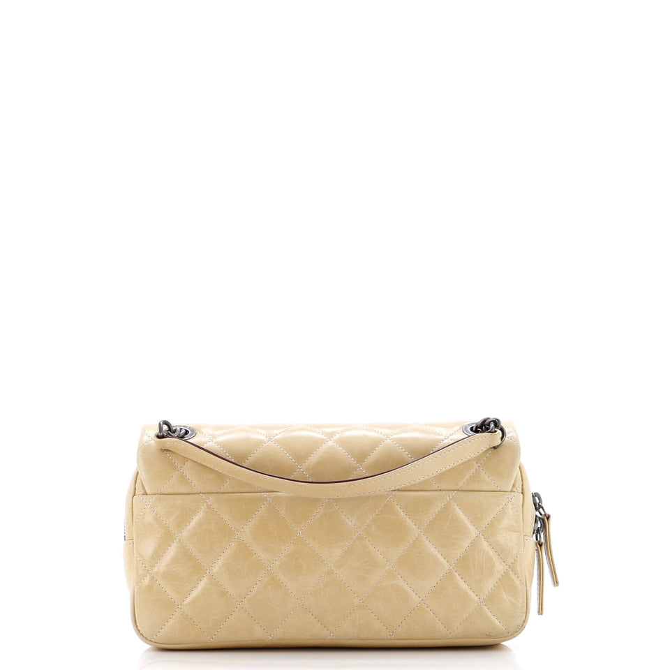 Duo Color Flap Bag Quilted Glazed Calfskin Medium