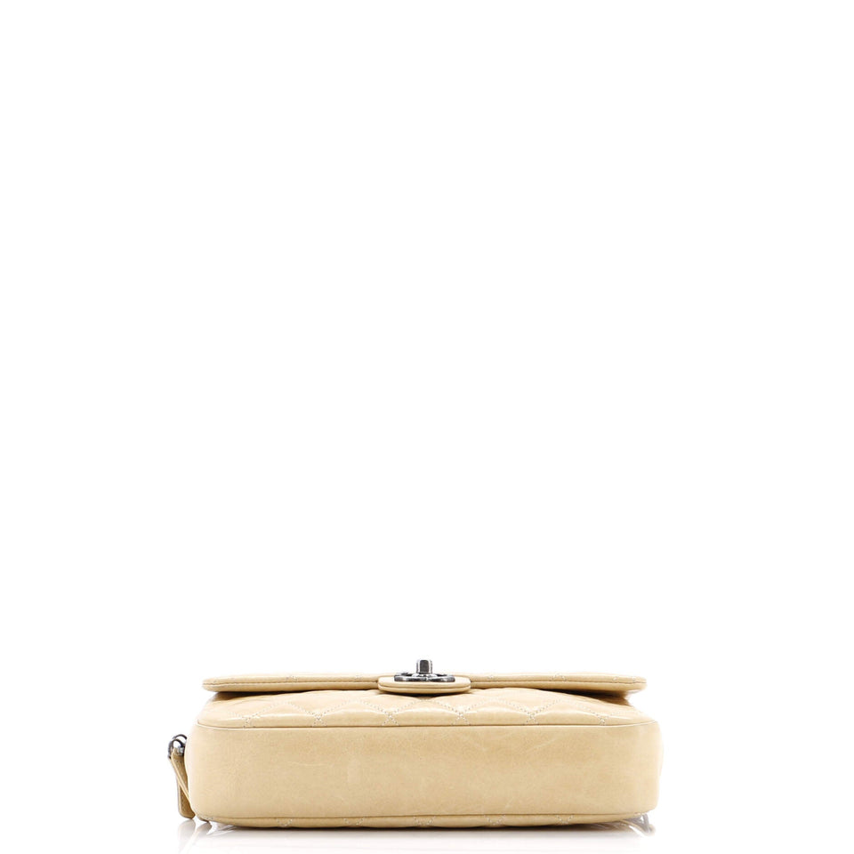 Duo Color Flap Bag Quilted Glazed Calfskin Medium