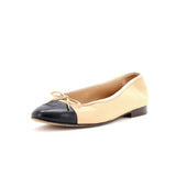Women's CC Cap Toe Bow Ballerina Flats Leather