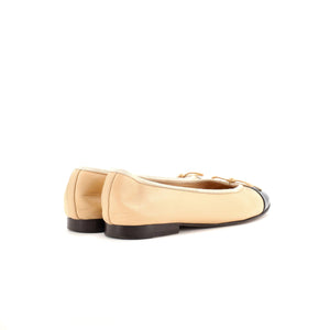 Women's CC Cap Toe Bow Ballerina Flats Leather