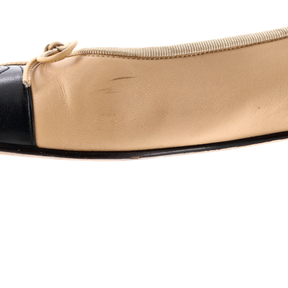 Women's CC Cap Toe Bow Ballerina Flats Leather