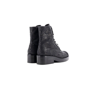 Women's CC Cap Toe Lace Up Combat Boots Fabric with Grosgrain
