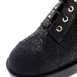Women's CC Cap Toe Lace Up Combat Boots Fabric with Grosgrain