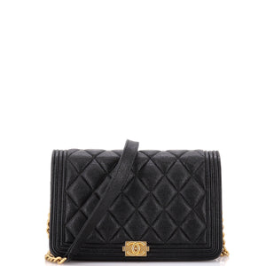 Boy Wallet on Chain Quilted Caviar