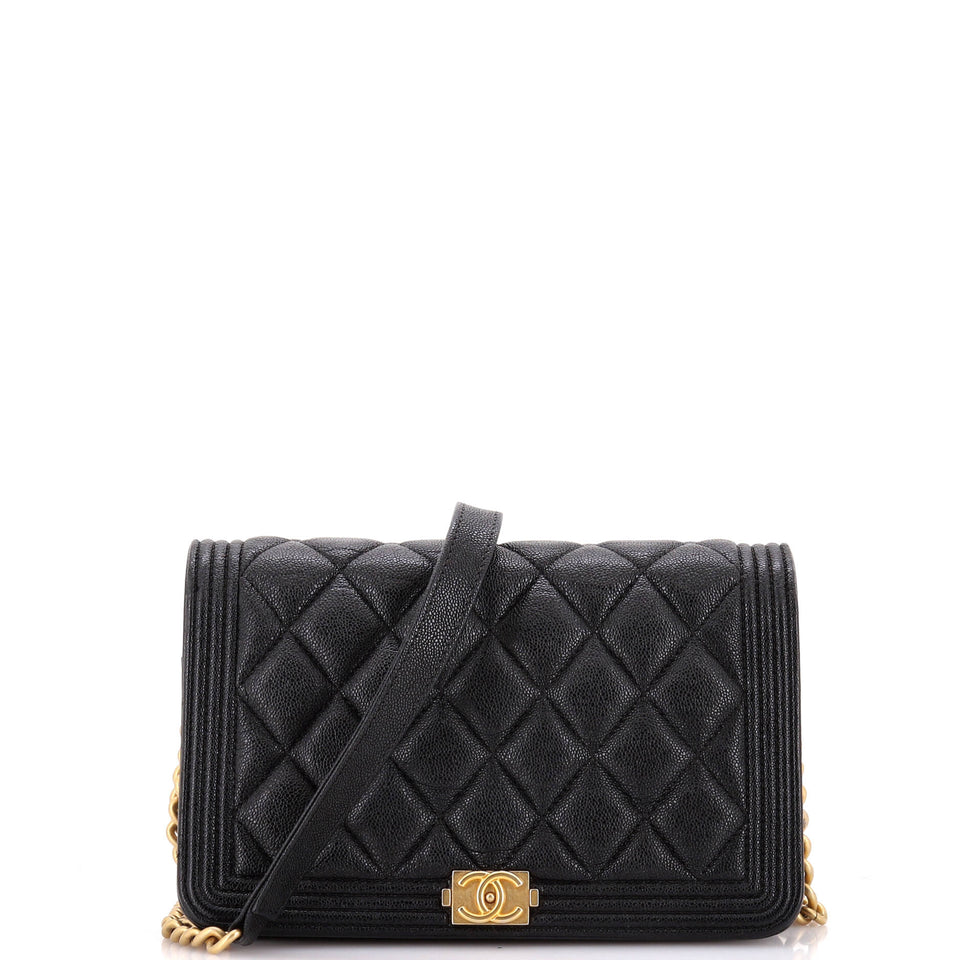 Boy Wallet on Chain Quilted Caviar