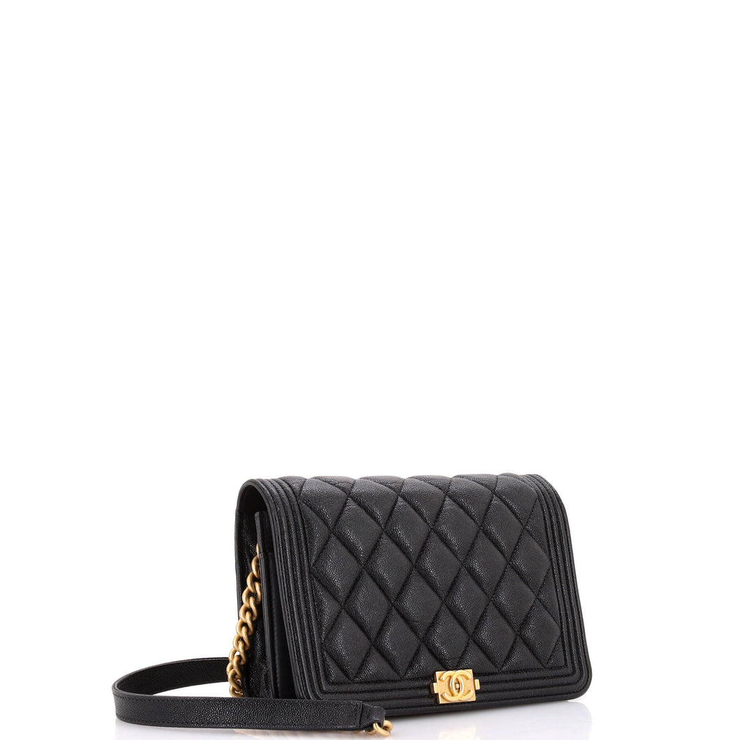 Boy Wallet on Chain Quilted Caviar