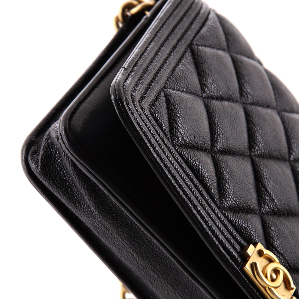 Boy Wallet on Chain Quilted Caviar