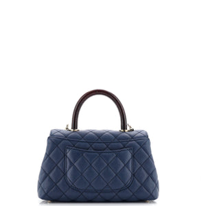 Coco Top Handle Bag Quilted Caviar with Lizard Embossed Handle Mini
