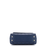 Coco Top Handle Bag Quilted Caviar with Lizard Embossed Handle Mini