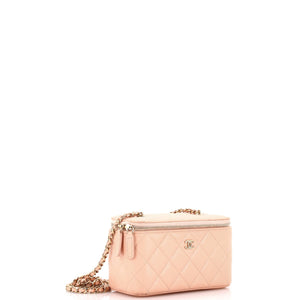 Classic Vanity Case with Chain Quilted Caviar Small