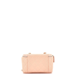 Classic Vanity Case with Chain Quilted Caviar Small