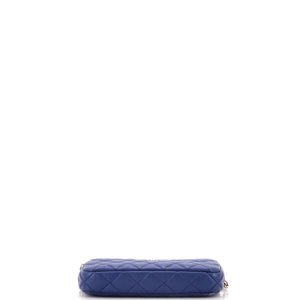 Double Zip Clutch with Chain Quilted Lambskin