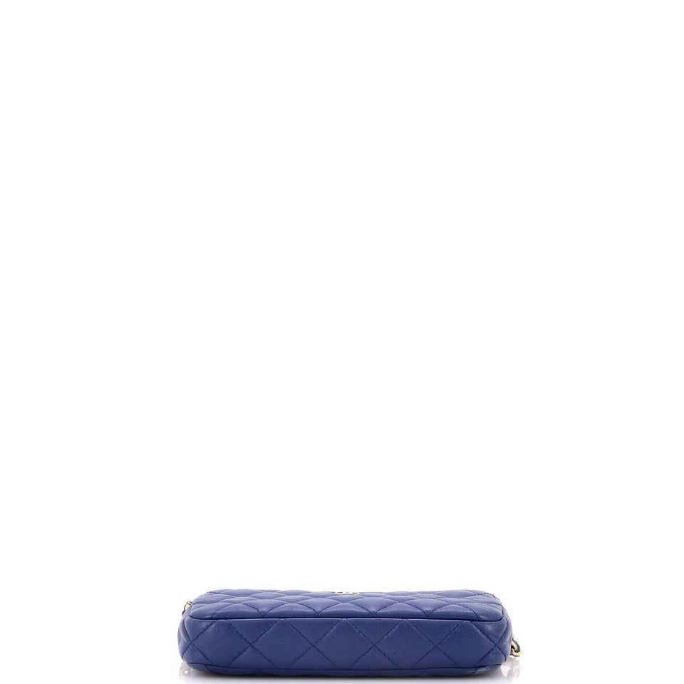 Double Zip Clutch with Chain Quilted Lambskin