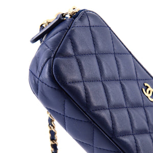 Double Zip Clutch with Chain Quilted Lambskin