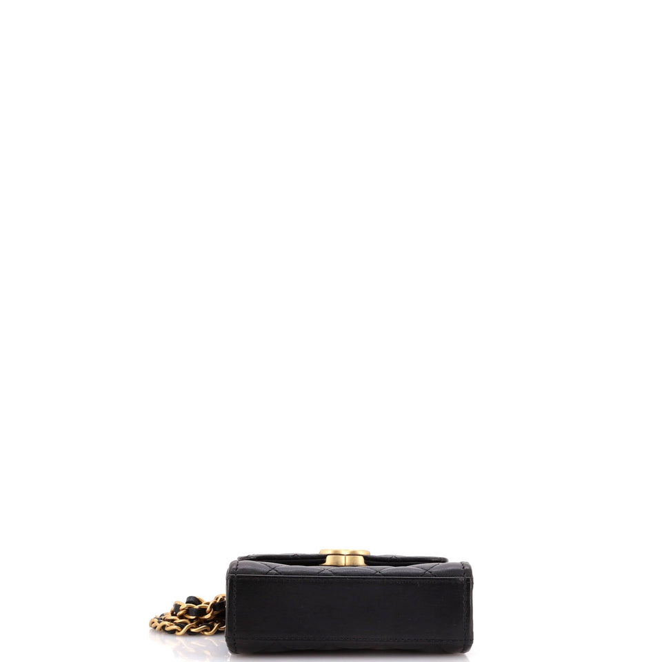 Coco Enamel Top Handle Flap Bag Quilted Lambskin Small