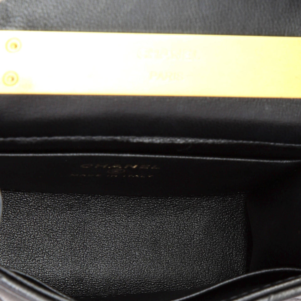 Coco Enamel Top Handle Flap Bag Quilted Lambskin Small