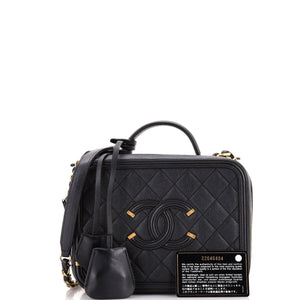 Filigree Vanity Case Quilted Caviar Medium