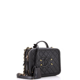 Filigree Vanity Case Quilted Caviar Medium