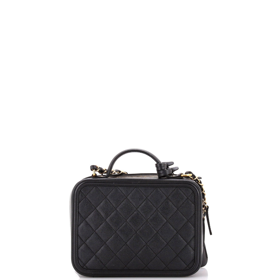 Filigree Vanity Case Quilted Caviar Medium