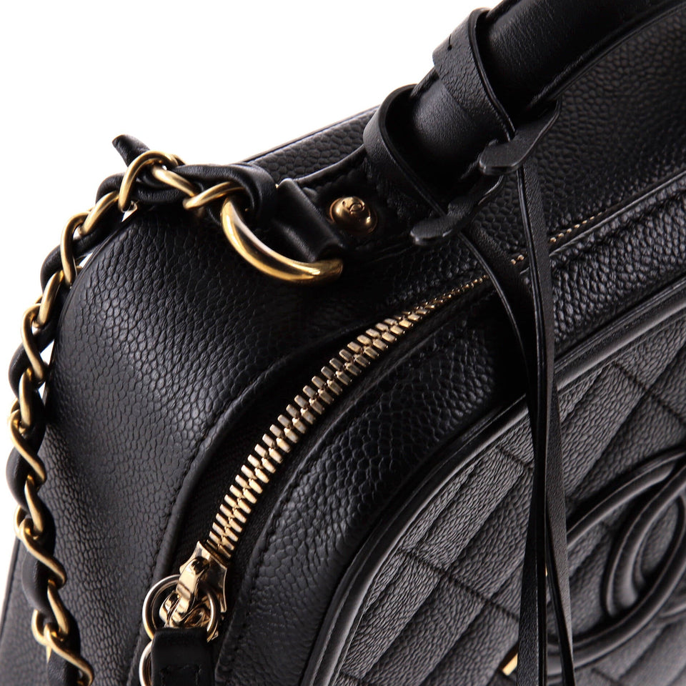 Filigree Vanity Case Quilted Caviar Medium