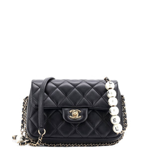 My Precious Pearls Chain Flap Bag Quilted Lambskin Medium
