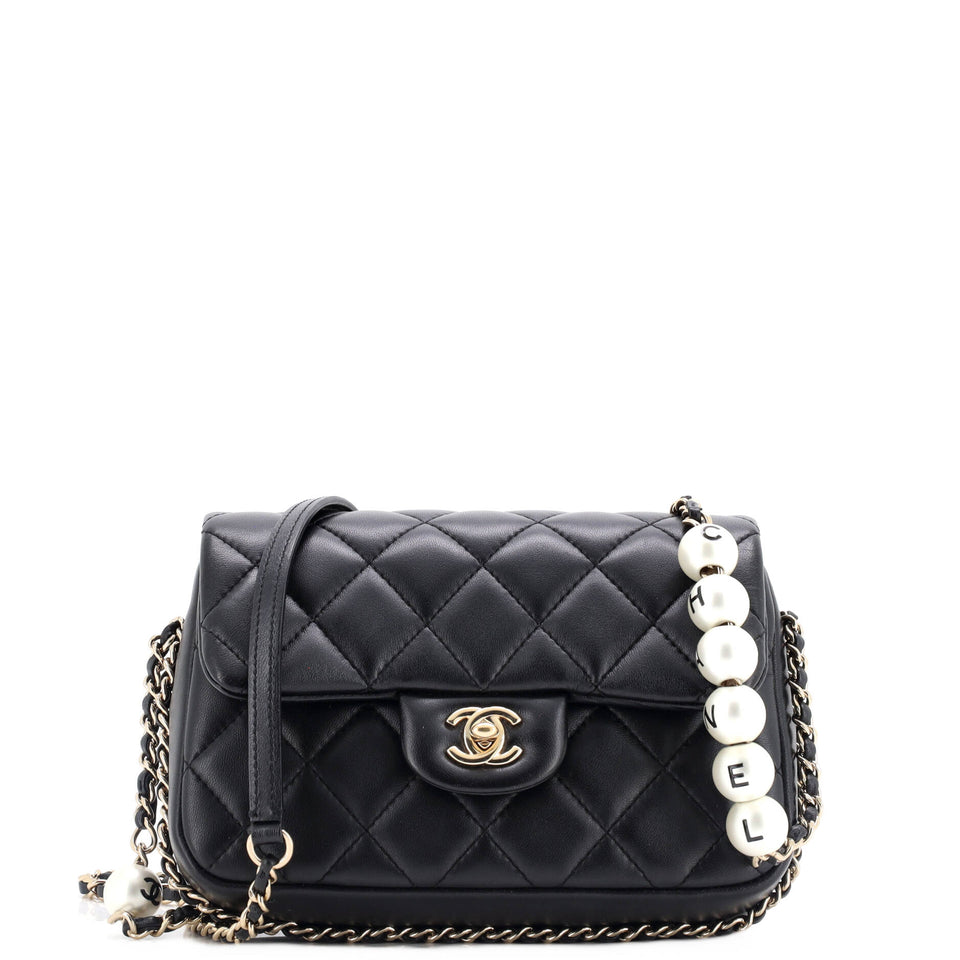 My Precious Pearls Chain Flap Bag Quilted Lambskin Medium