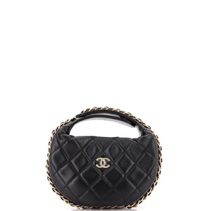Chain Around Hobo Pouch Quilted Lambskin Mini