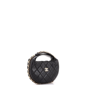 Chain Around Hobo Pouch Quilted Lambskin Mini
