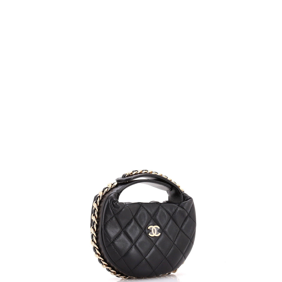 Chain Around Hobo Pouch Quilted Lambskin Mini