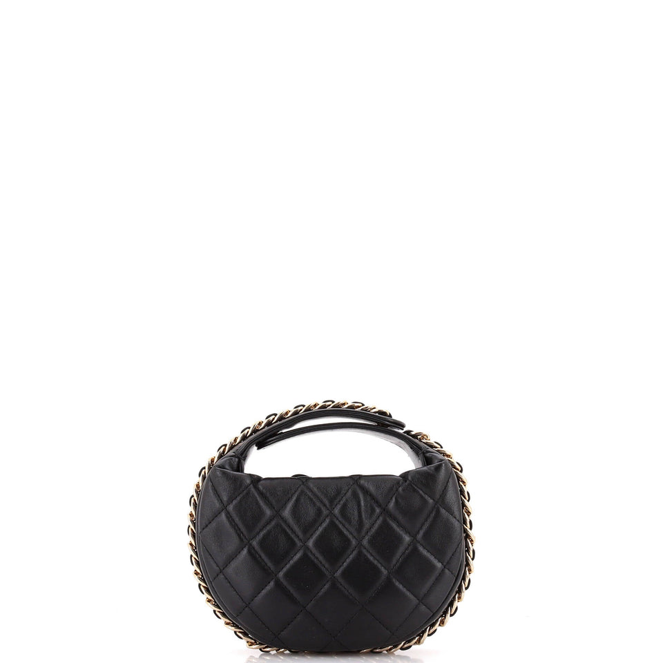 Chain Around Hobo Pouch Quilted Lambskin Mini